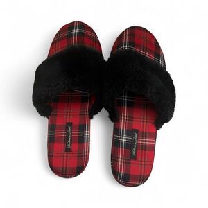 Victoria's Secret Red and Black Plaid Slippers